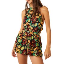 프리 피플 코랄 타이드 프린트 홀터넥 롬퍼