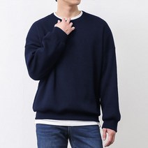 [오버나인] 남자 박스 오버핏 골지 라운드 스판 니트