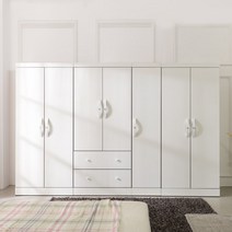 장인가구 클로이 S1 2800옷장세트(선반장+옷장+투서랍+반장), 워시
