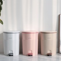 파스텔색상 무소음 페달휴지통 쓰레기통 9.2L, 스트라이프 페달 9.2L_핑크