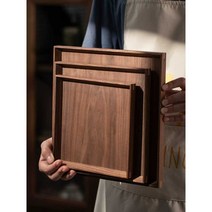 베이킹 트레이 원목 사각 쟁반 진열 베이커리 카페, 블랙 월넛 28x20x1.6cm