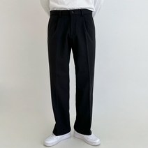 남자 와이드 슬랙스 기모 세미 롱 팬츠 코디