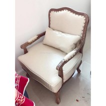 미국 거실 패브릭 가죽 앤틱 소파 유럽 침실 의자 프랑스 클래식 쇼파 1인용, . + AY.베이지 오일 왁스