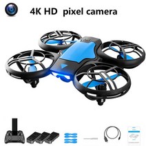 V8 미니 드론 4K 1080P HD 카메라 WiFi Fpv 공기 압력 방제 캠핑놀거리, 파란색 4K 3 배터리, 협력사