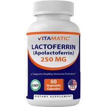 비타매틱 아포락포테린 250mg 60정 락토페린 초유 초유단백질 유청단백질 압타밀 성인초유 초유알약 초유시기 초유기간 무전분우유 초유단백질먹는법 Vitamatic Lactoferrin 250mg (Apolactoferrin) 60 Vegetable Capsules -