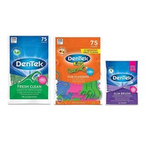 DenTek 패밀리 스마일 팩 일회용 치실 150개입 & 치간 칫솔 32개입, 3 Piece Set