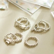 은볼 비즈반지 만들기 DIY 키트 세트 14종 [925 실버 볼 비즈 우정 커플 링 반지], 2.자개