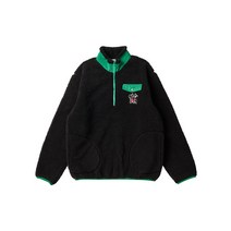 [비욘드클로젯] NY LOGO ECO FUR HALF ZIP-UP PULL OVER BLACK