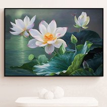MINJING 3D전체DIY 큐빅 보석 십자수세트 경치 산수 꽃들 연꽃 취미생활 비즈십자수 집들이 선물 생일, 1세트, 120x85cm
