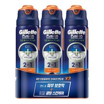 다이써 질레트 퓨전 프로글라이드 센서티브 면도젤 퓨어스포츠 2 in 1 170ml x 3개입 쉐이빙 젤, 6개입