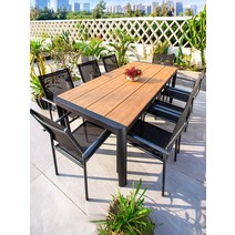 야외바베큐장 테라스 야외 테이블과 의자 정원 조합 카페 발코니 플라스틱 나무, [01] 맘바 의자2개  구스톤 사각테이블 80개