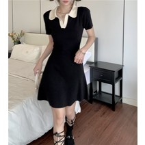 키작녀 원피스 키작은 여자 여름컬러 스커트 슬림 리틀 블랙 여성용 니트북유럽프렌치