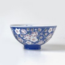 [특가]나고미 매화 대접 블루 도자기 밥그릇, 1개