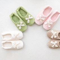 극세사 리본 실내화, 극세사 리본 덧신(핑크)