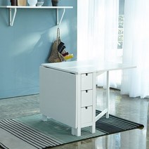 베스트리빙 [리퍼상품]스윙 원목 접이식 확장 테이블(단품) 3color, 화이트
