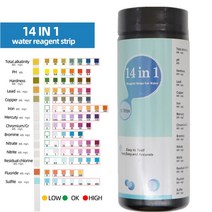 50 스트립 14 in 1 테스트 스트립 수영장 스파 시약 스트립 물 ph 염소 알칼리도 브롬 경도 도구 40, 1개