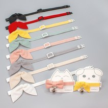 엠몰리 가벼운 강아지 고양이 인식표 목걸이 패브릭 목줄 안전버클 린넨 콩리본, 린넨 그린(블랙버클), 안쪽에만 제작(추가정보란에 문구기재)