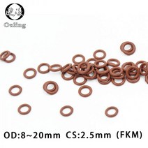 불소 고무 링 브라운 FKM 오링 씰 O-링 OD8 9 10 11 12 13 14 15 16 17 18 19/20x2.5mm 로트당 5 개 개스킷270498, 17x12x2.5mm, 2.5mm