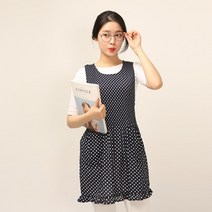 [바보사랑] [이솔홈] 도트 쉬폰 원피스 앞치마[이솔홈], 상세 설명 참조, 색상:네이비