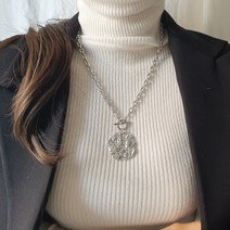 플라워즈온유 볼드 사슬 체인 골드메달 팬던트 포인트 목걸이 패션목걸이