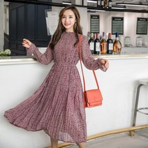 여성 봄 여행 피로연 쭈글이 롱 셔츠 빈티지 원피스