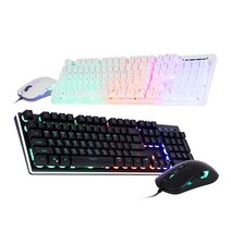 ABKO] 유선 데스크탑 세트 Hacker KM400 레인보우 LED [키보드USB/마우스USB], 화이트