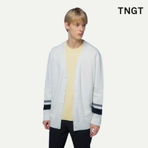 TNGT 프리미엄 캐시미어 블랜디드 가디건 세미오버핏 베이직 가디건 아이보리