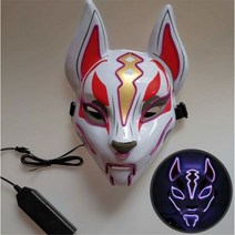귀여운 고양이 여우 벤데타 엘 와이어 할로윈 마스크 깜박이 LED 네온 의상 빛나는 댄스 카니발 파티, Fox purple