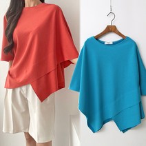 [여시몰5752국내제작]케이프 언발 박스 티블라우스/스타일리쉬 오버핏 봄 여름 여성 사선언발 오피스 체형커버 티셔츠