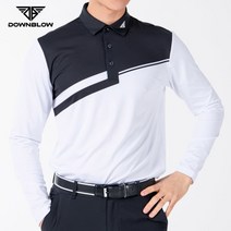 [기타브랜드] 다운블로우 남성골프웨어 사선배색 긴팔티셔츠 화이트