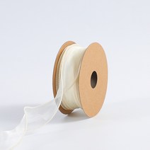 웨이브 쉬폰 리본끈 오간디 2P, 아이보리