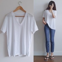 나날샵 루즈핏반팔)브이넥티 V넥티 반팔 빅사이즈 린넨티 면티 여름반팔티 반팔티