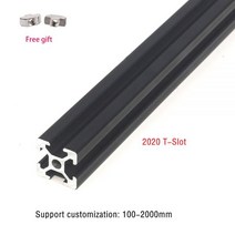 2020 T-슬롯 알루미늄 프로파일 압출 프레임 2 개 유럽 표준 검정색 선형 레일 CNC 3D 프린터 카메라 슬라이더 가구, 200mm