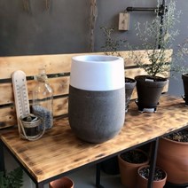 ( 화분 타원형 모던 ) 모던 테라스톤 화분 타원형 20x34cm 화이트-투톤 DS_K/W-생활/건강_종합