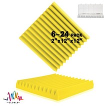 방음판 방방음 흡음 방음벽 스튜디오 방음 시트 룸 어쿠스틱 하우스 절연 도어 벽 패널 소음 흡수 폼 그레이 개, 24 Pcs With Tapes, Yellow, Medium Density