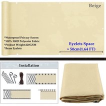 정원 전원 주택 울타리 펜스 가든 일 그늘 toldo 그레이 베이지 밀키 100% 폴리 에스터 방수 발코니, 02 Beige_32 3m x 3m