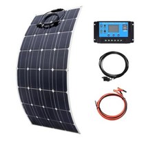 주택용 태양광 설치 태양 패널 자동차 태양열 모노 플렉서블 전지판 200W 100W 20A10A RV 보트 지붕 밴 캠핑용 제어 모듈 12V 24V 전지, 100W solar system