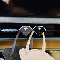 [가오] 테슬라 모델3 S X 엠블럼 레터링 송풍구 후크 클립 마스크 보관 걸이 차량 악세사리, A_원형-실버