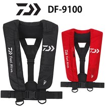 다이와 DF-9100 자동 팽창식 라이프 자켓 수분감지식 구명복 구명조끼, 블랙, 프리사이즈