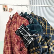 남성셔츠 체크 무늬 셔츠 가을 긴팔 트렌드 루즈핏캐주얼 레트로 커플 재킷 캐쥬얼