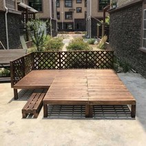 야외 조립식 미니 평상 만들기 DIY 원목 옥상 정원 마당 베란다 테라스 농막 데크, 100x100x18cm 평상
