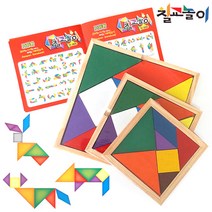 토단 칠교놀이 탱그램 원목 칠교판 조각퍼즐 수학 창의력 교구 세트, 칠교놀이 3000