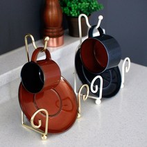 심플 철제 컵 거치대 2color 커피잔 이젤 골드 컵걸이 찻잔 소서 거치대 받침대, 아이보리