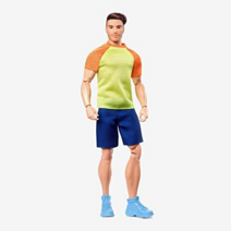 Ken Doll Barbie Looks Brown Hair with Beard Color Block Tee & Blue Shorts Light Blue Sneakers Style and Pose Fashion Collectibles, 상세참조