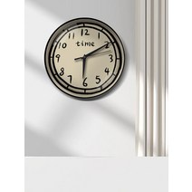 타임 라운드 일러스트시계 모던 빈티지 스타일, 10인치메탈 블랙 프레임 블랙