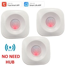 Tuya WIFI PIR 모션센서 モーションセンサー検出器の動きWIFIセンサーSmartLifeAPPワイヤレスホームセキュリテ, 04 3 PCS