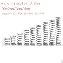 20 개 몫 0.2mm 스테인레스 스틸 마이크로 소형 압축 스프링 OD 2mm, 3mm, 40mm, 40mm