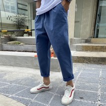 몽키//(8-9부) 남자 트렌디 피그먼트 워싱 세미와이드 스판 밴딩팬츠