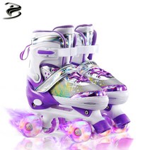 롤러스케이트롤러장 조정 플래시 인라인스케이트롤러스케이트 남녀 통용, M/(33-37), 보라