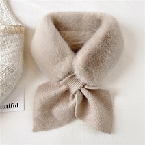 토끼털목도리 밍크머플러 페이크퍼목도리 인조 모피 플러시 스카프 와일드 칼라 크로스 따뜻한 모조 토끼